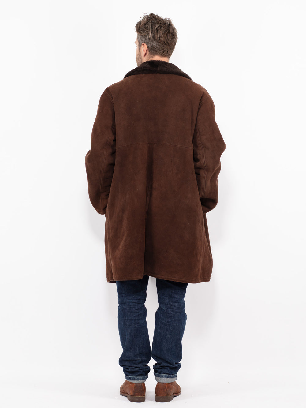 Vintage 70's Men Sheepskin Coat in BrownZ2712