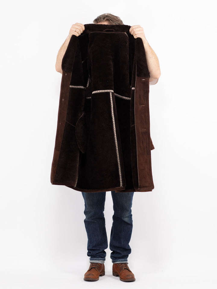 Vintage 70's Men Sheepskin Coat in BrownZ2712
