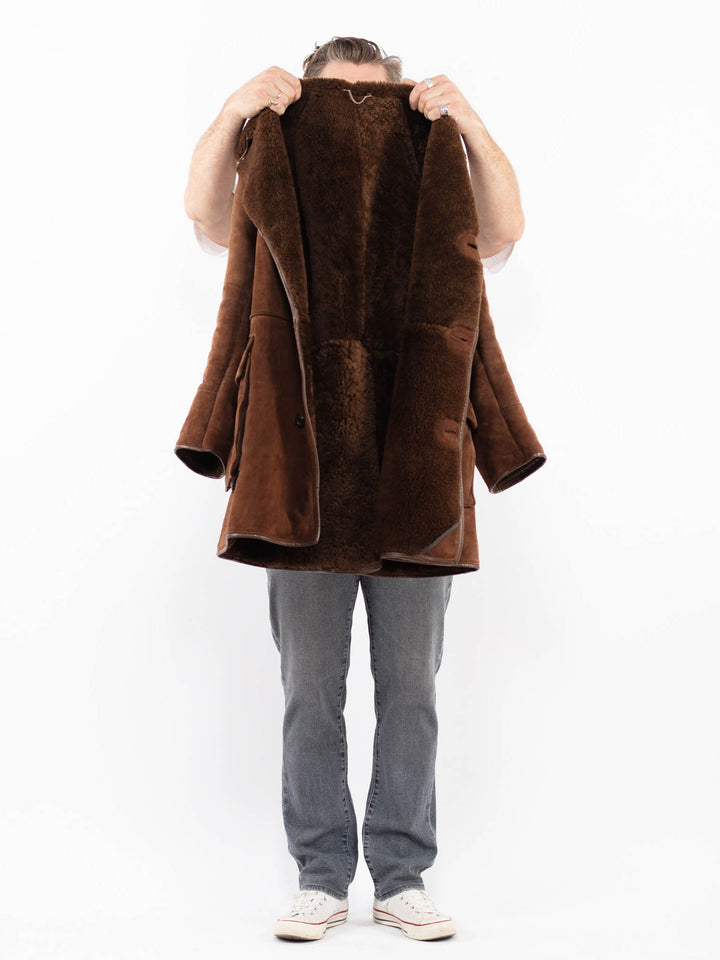 Vintage 70's Men Sheepskin Coat in BrownZ1981