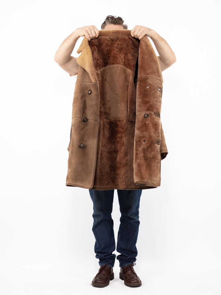 Vintage 70's Men Sheepskin Coat in BeigeZ2578