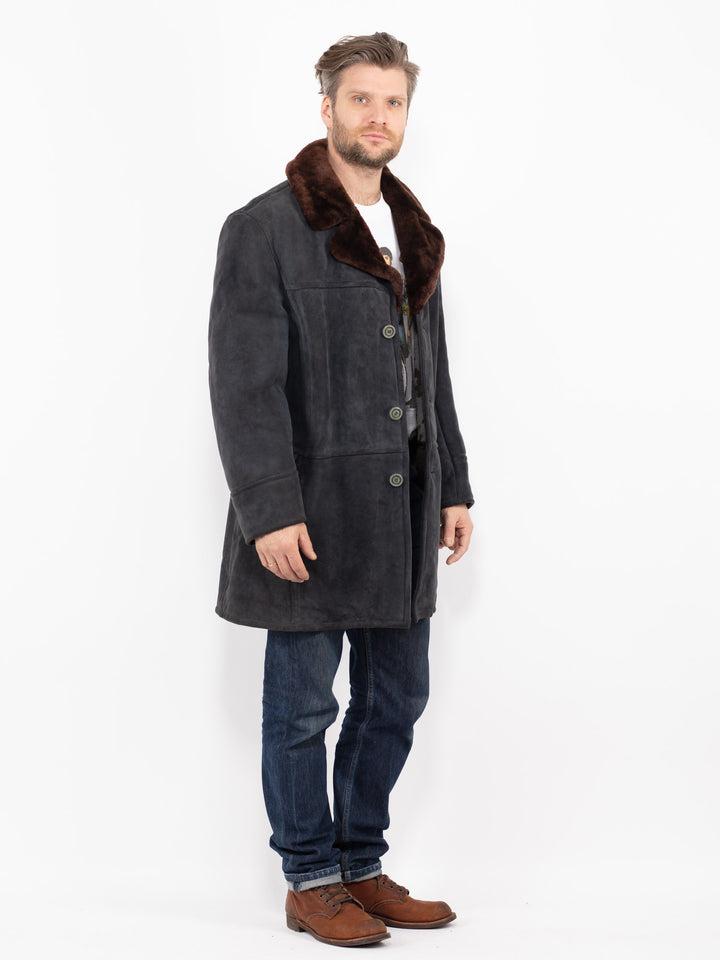 Vintage 70's Men Sheepskin Coat in GrayZ2713