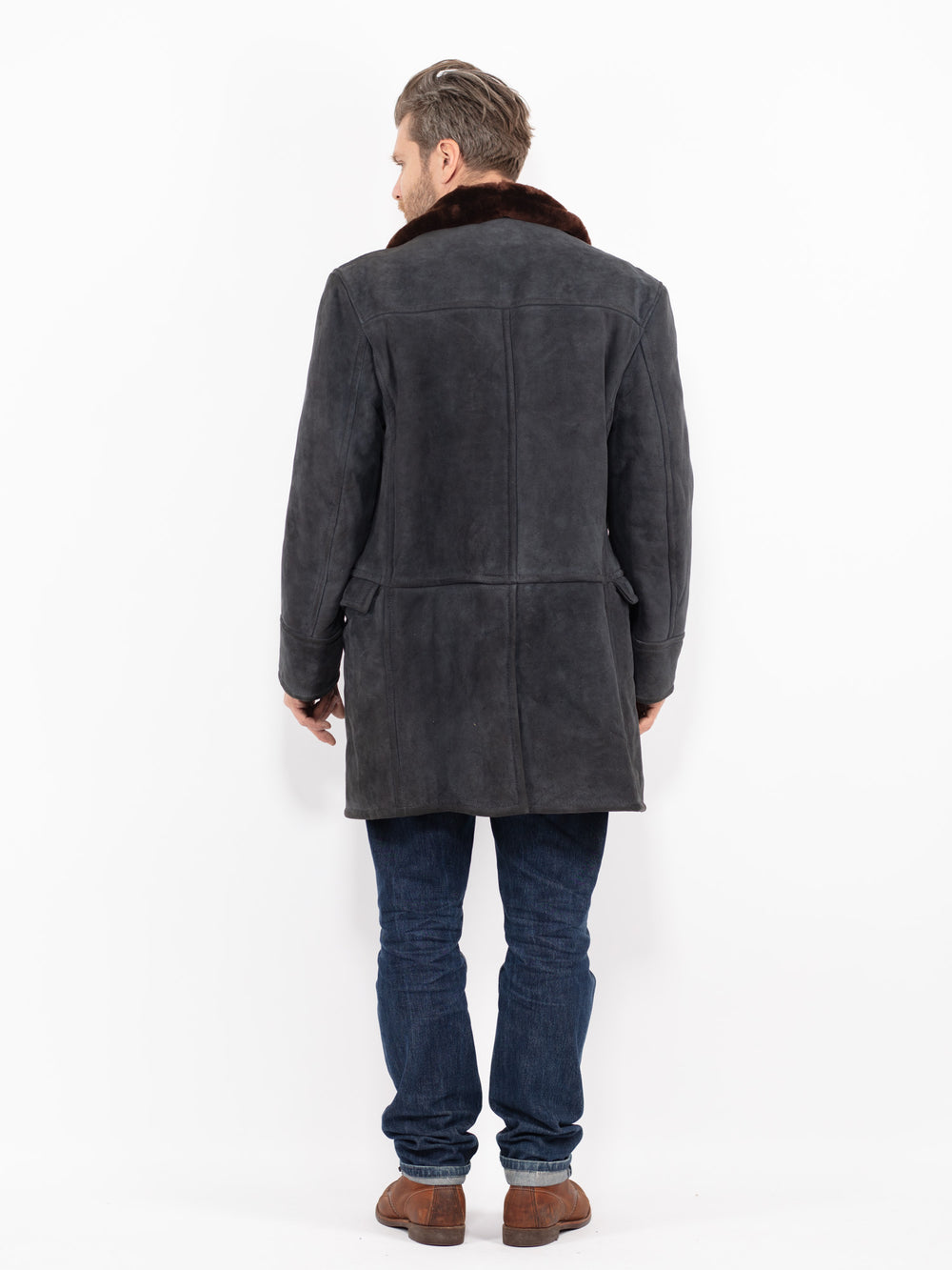 Vintage 70's Men Sheepskin Coat in GrayZ2713