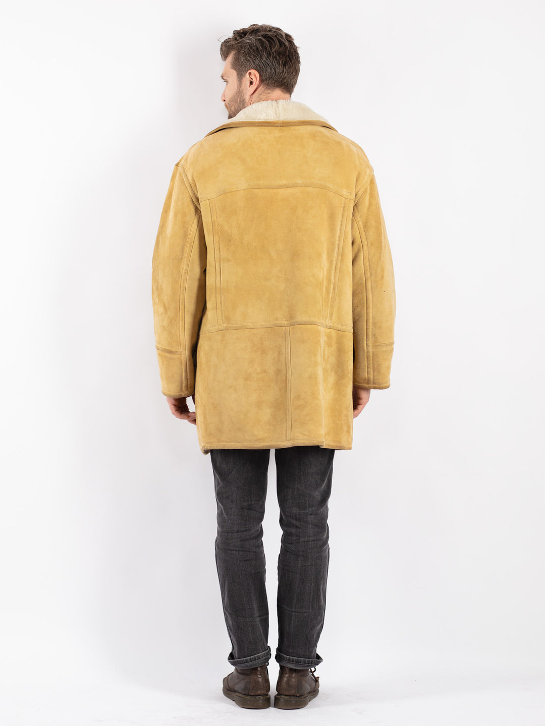 Vintage 70's Men Sheepskin Coat in Beige