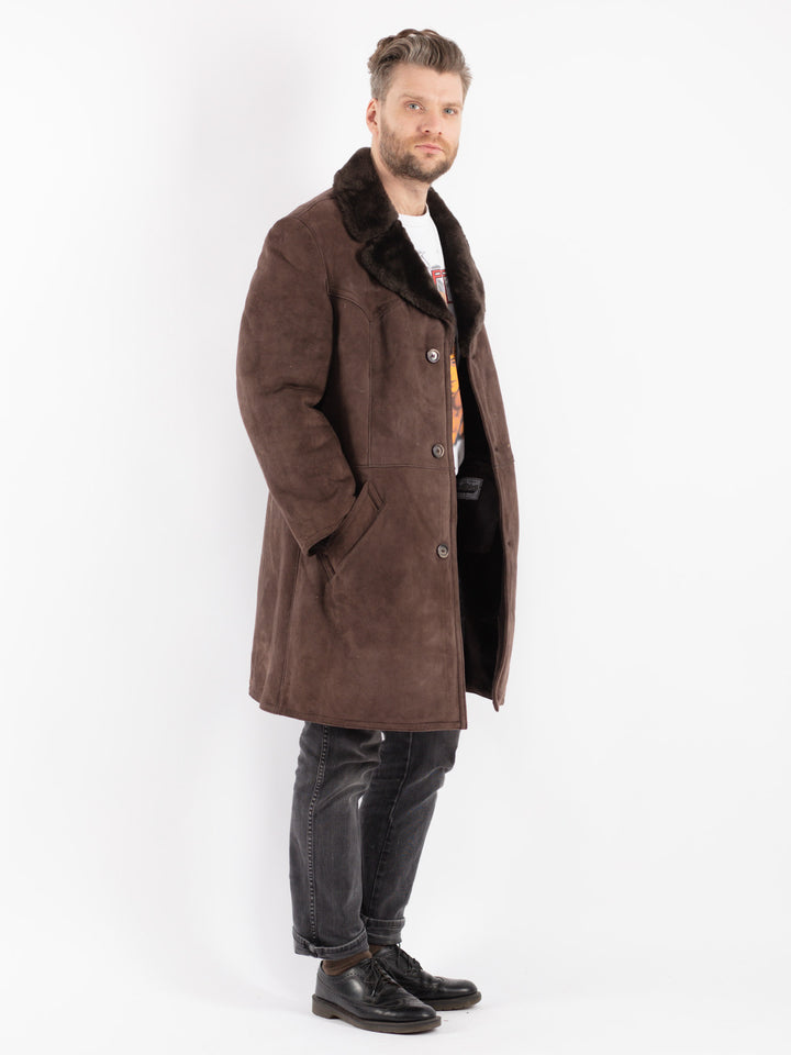 Vintage 70's Men Sheepskin Coat in Brown - NorthernGrip