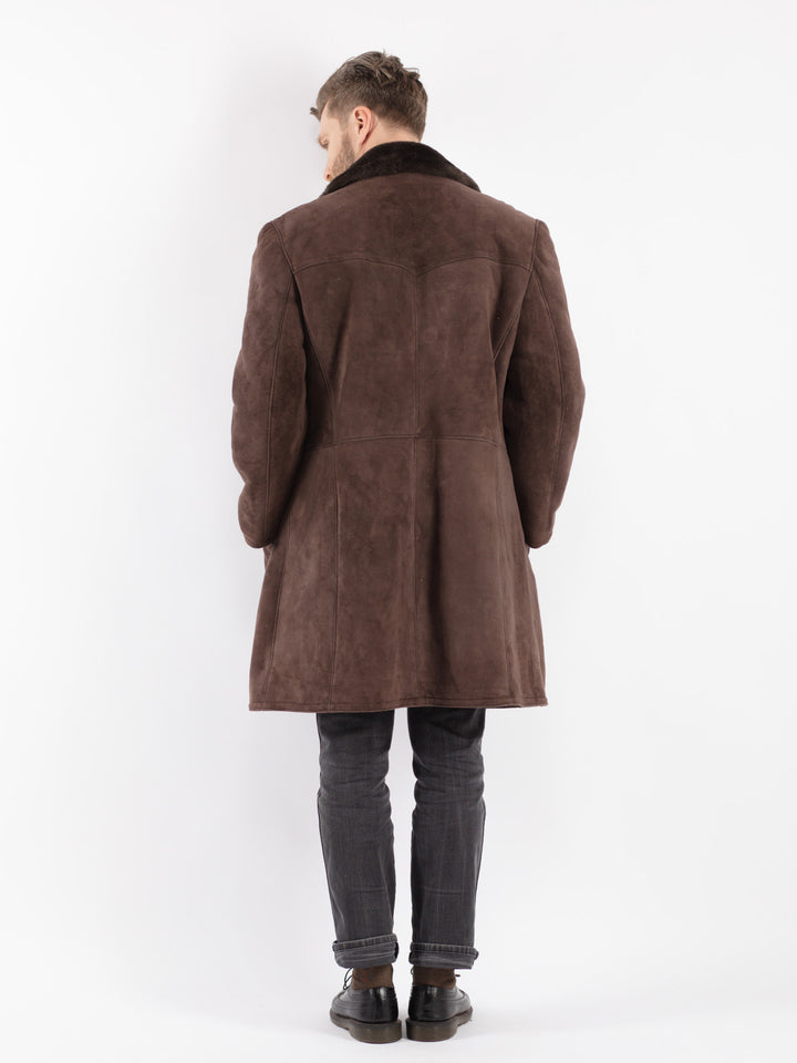 Vintage 70's Men Sheepskin Coat in Brown - NorthernGrip