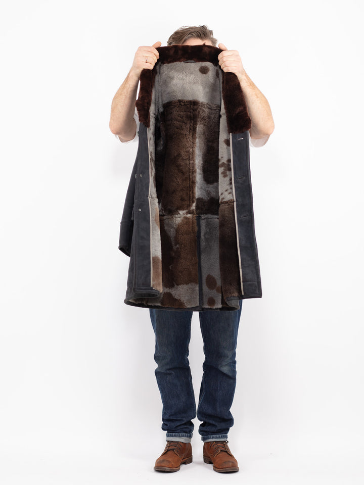 Vintage 70's Men Sheepskin Coat in GrayZ2713