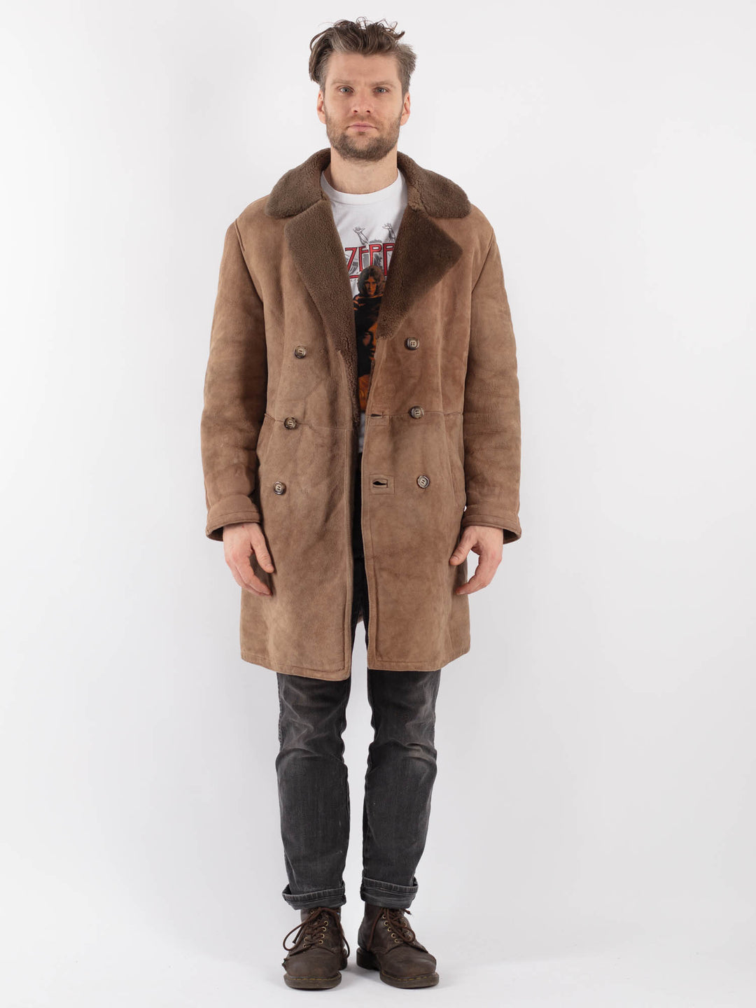 Vintage 70's Men Sheepskin Coat in BrownZ650