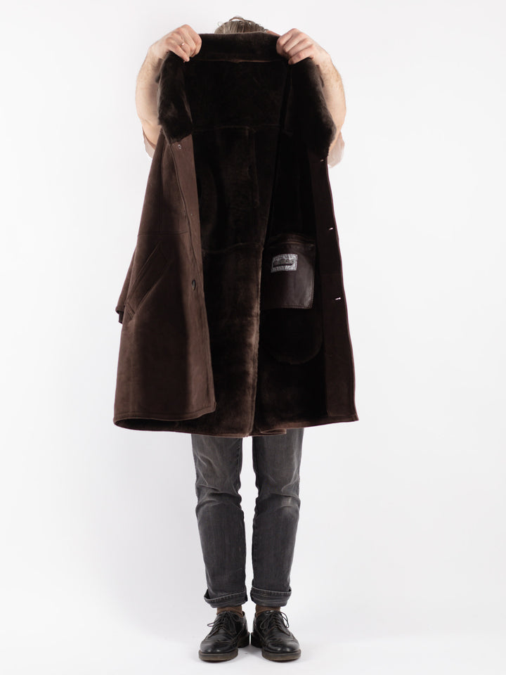 Vintage 70's Men Sheepskin Coat in Brown - NorthernGrip