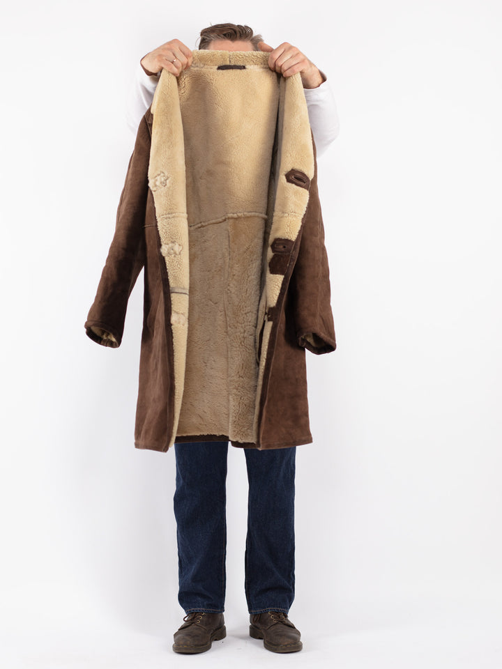 Vintage 70's Men Sheepskin Coat in Brown
