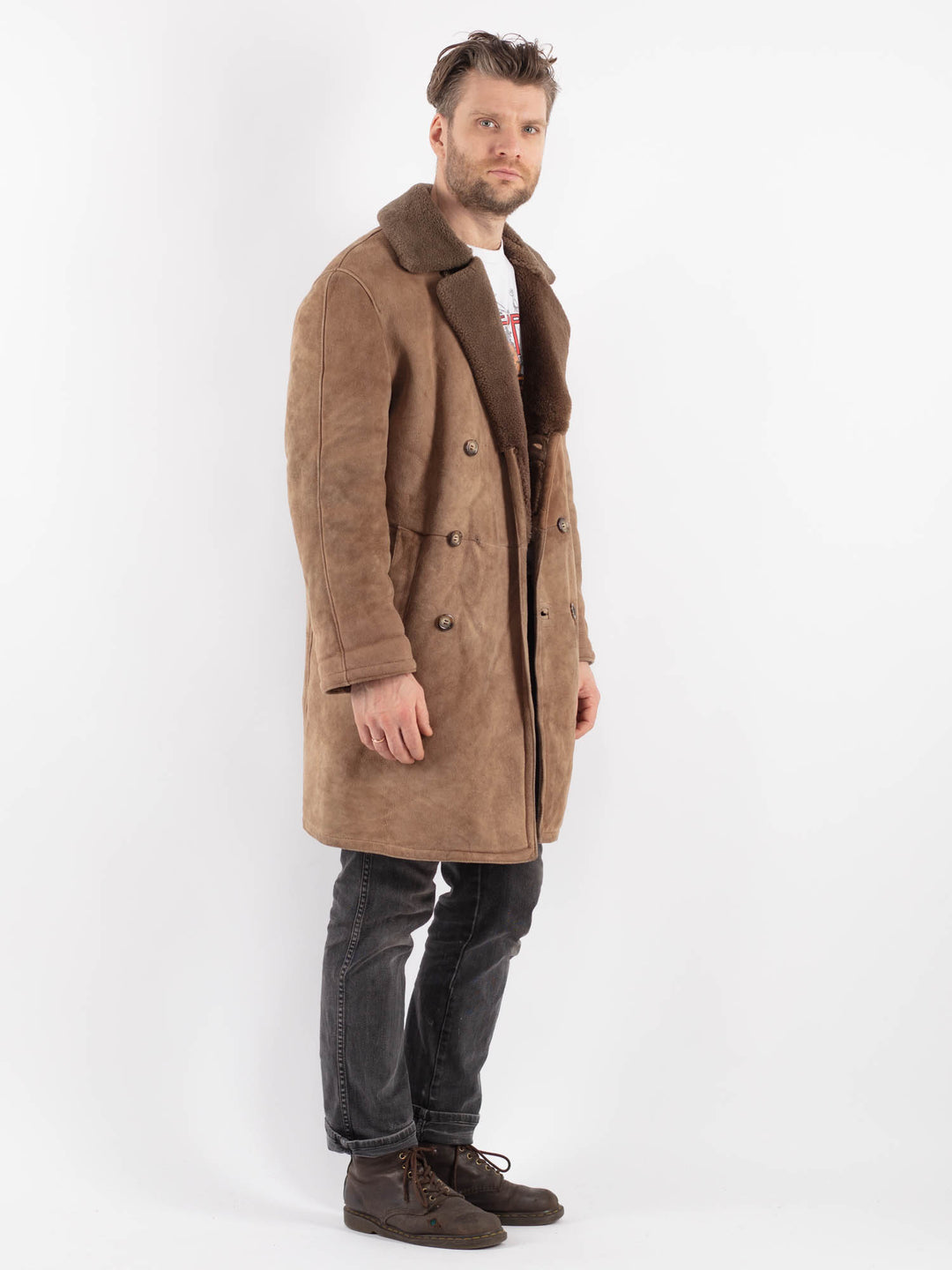 Vintage 70's Men Sheepskin Coat in BrownZ650