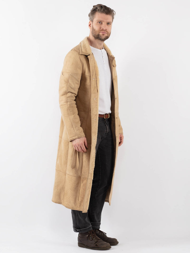 Vintage 70's Men Sheepskin Coat in BeigeZ1012