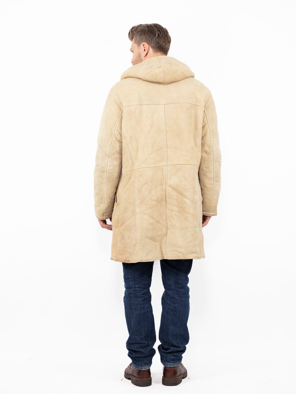 Vintage 70's Men Sheepskin Coat in BeigeZ2579