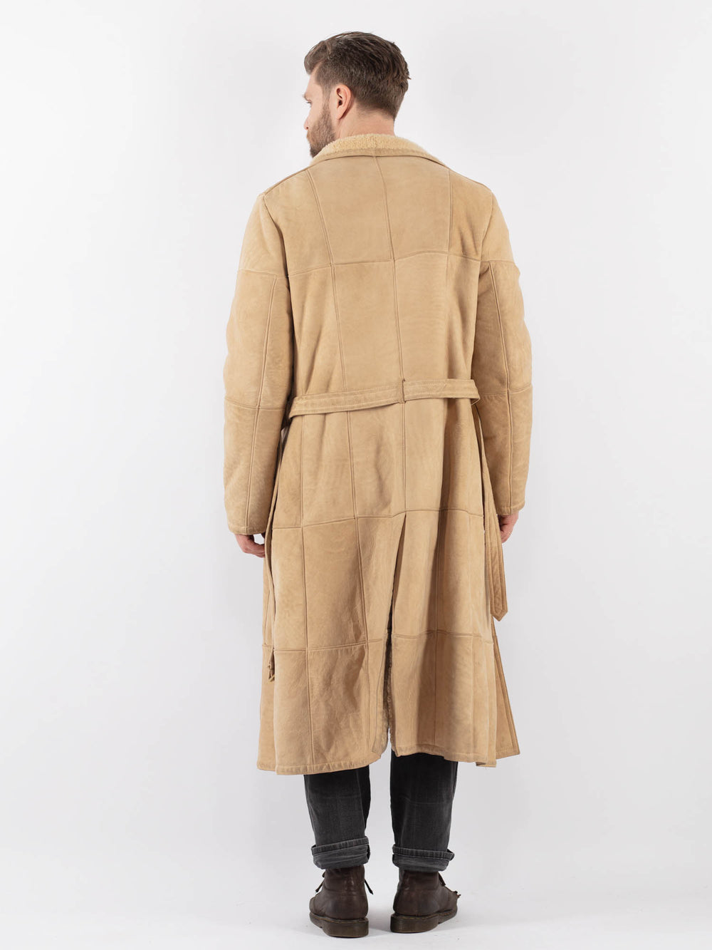 Vintage 70's Men Sheepskin Coat in BeigeZ1012