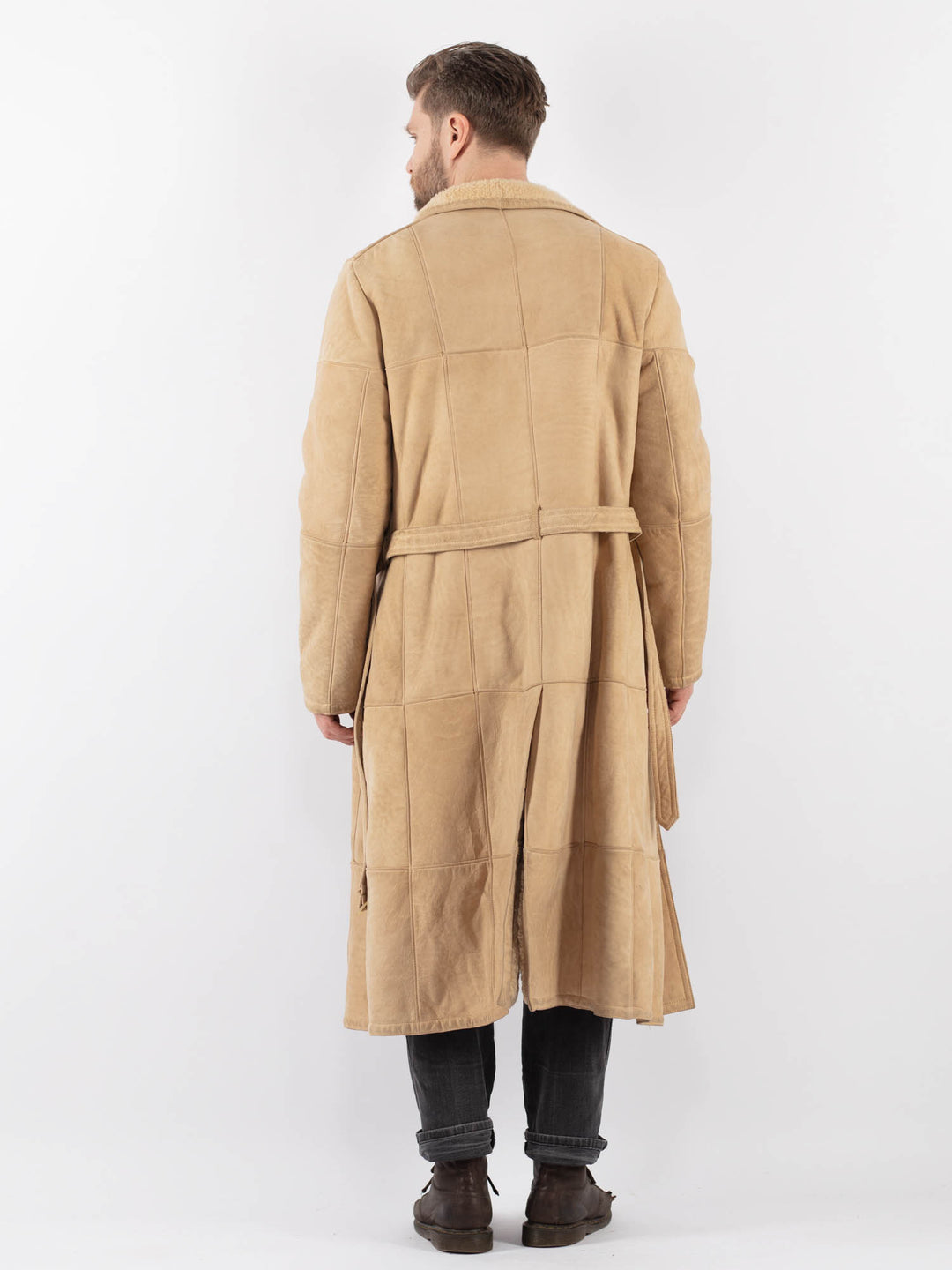 Vintage 70's Men Sheepskin Coat in BeigeZ1012