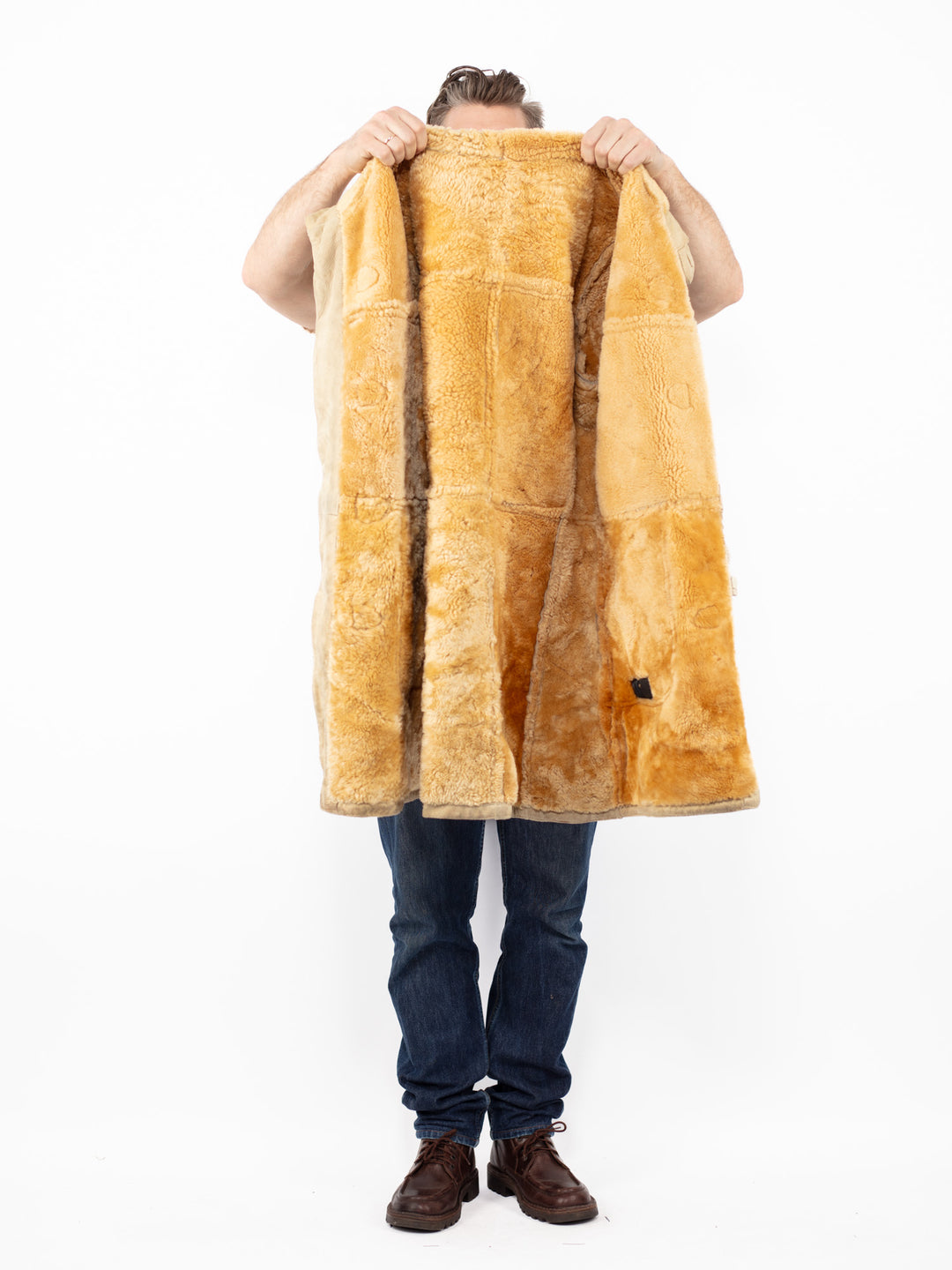 Vintage 70's Men Sheepskin Coat in BeigeZ2579