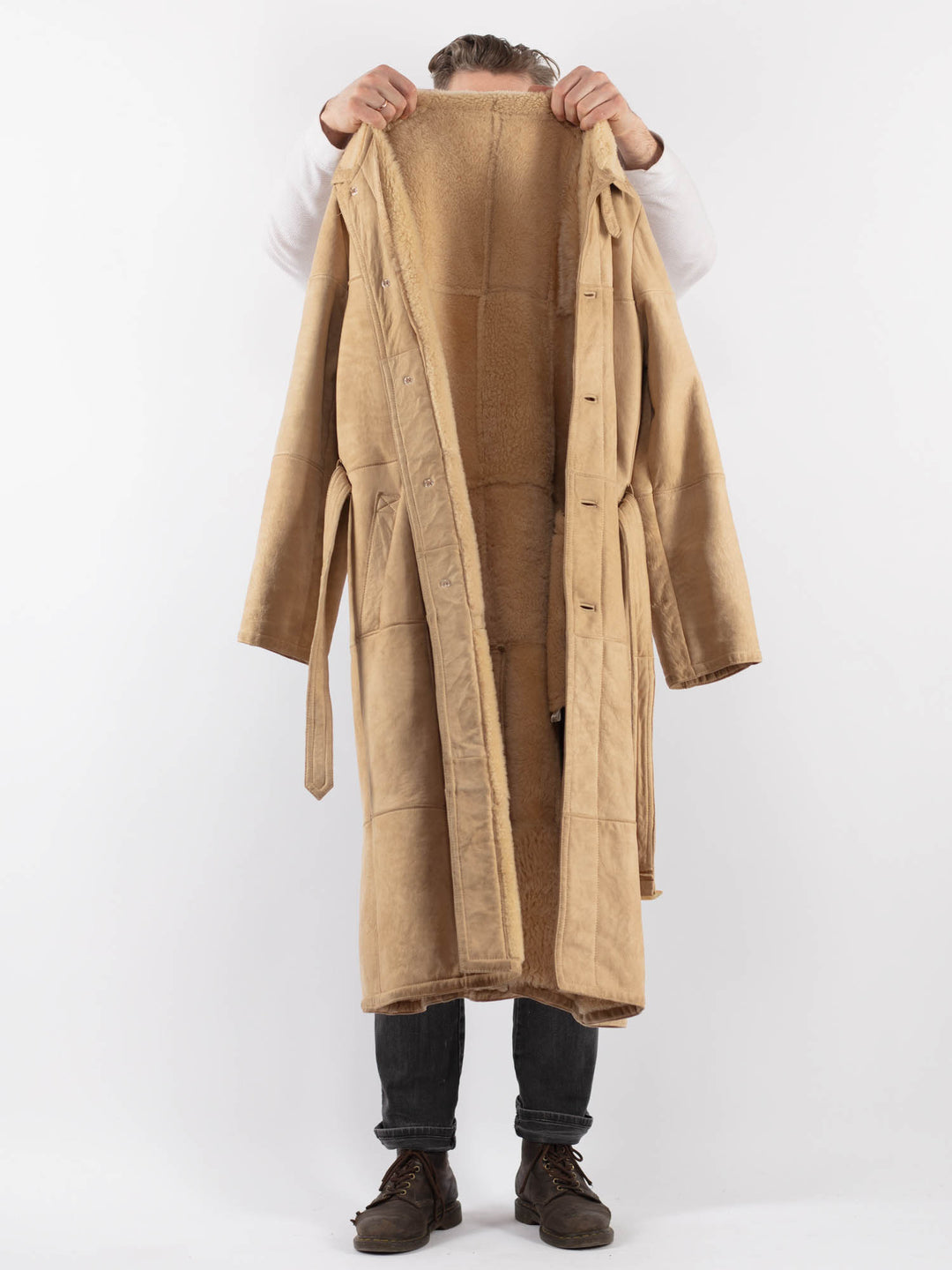 Vintage 70's Men Sheepskin Coat in BeigeZ1012