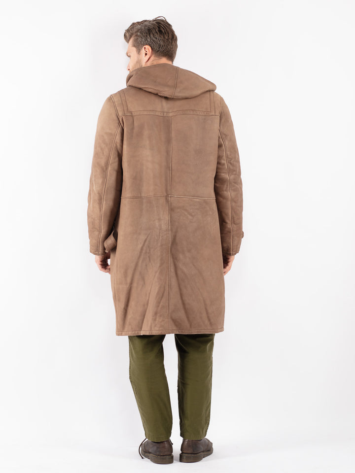 Vintage Men Sheepskin Coat in Beige