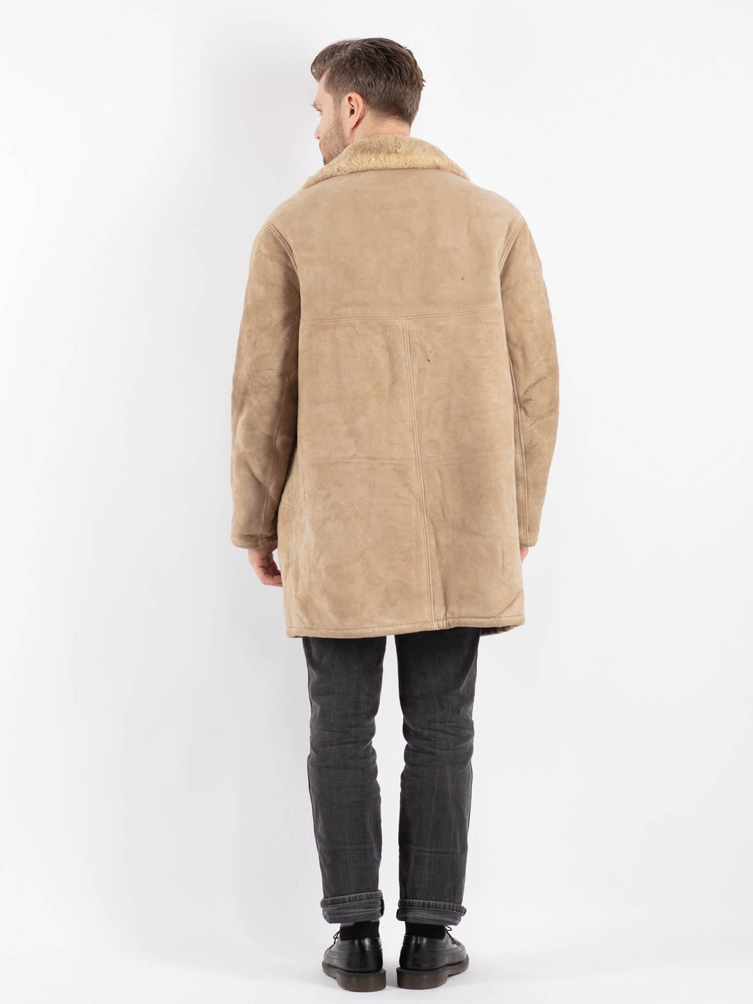 Vintage 70's Men Sheepskin Coat in BeigeZ454