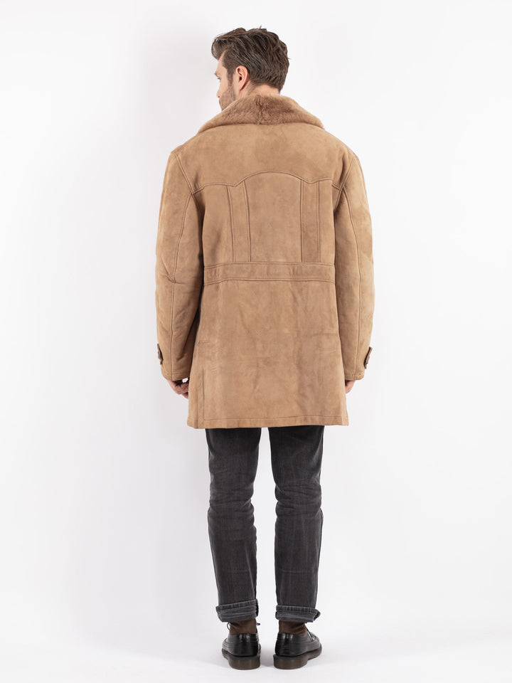 Vintage 70's Men Sheepskin Coat in Beige