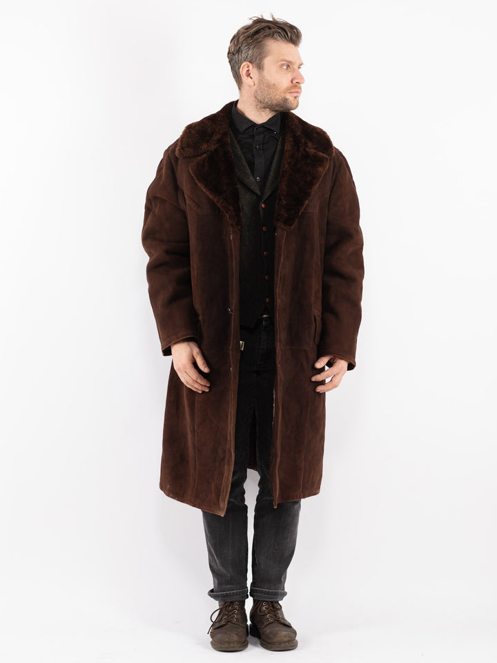 Vintage 70's Men Sheepskin Shearling in Brown
