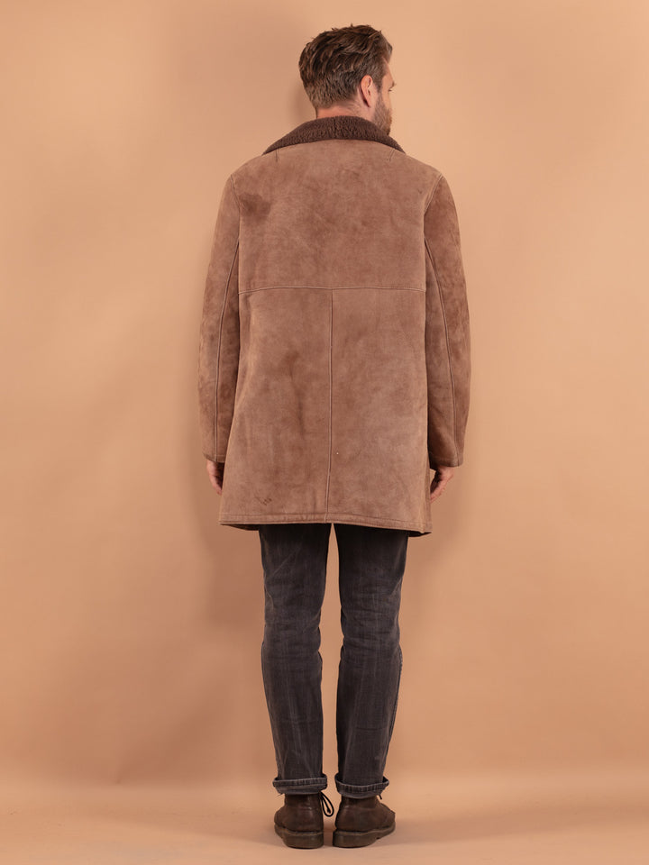 Vintage 70's Men Sheepskin Coat in Beige