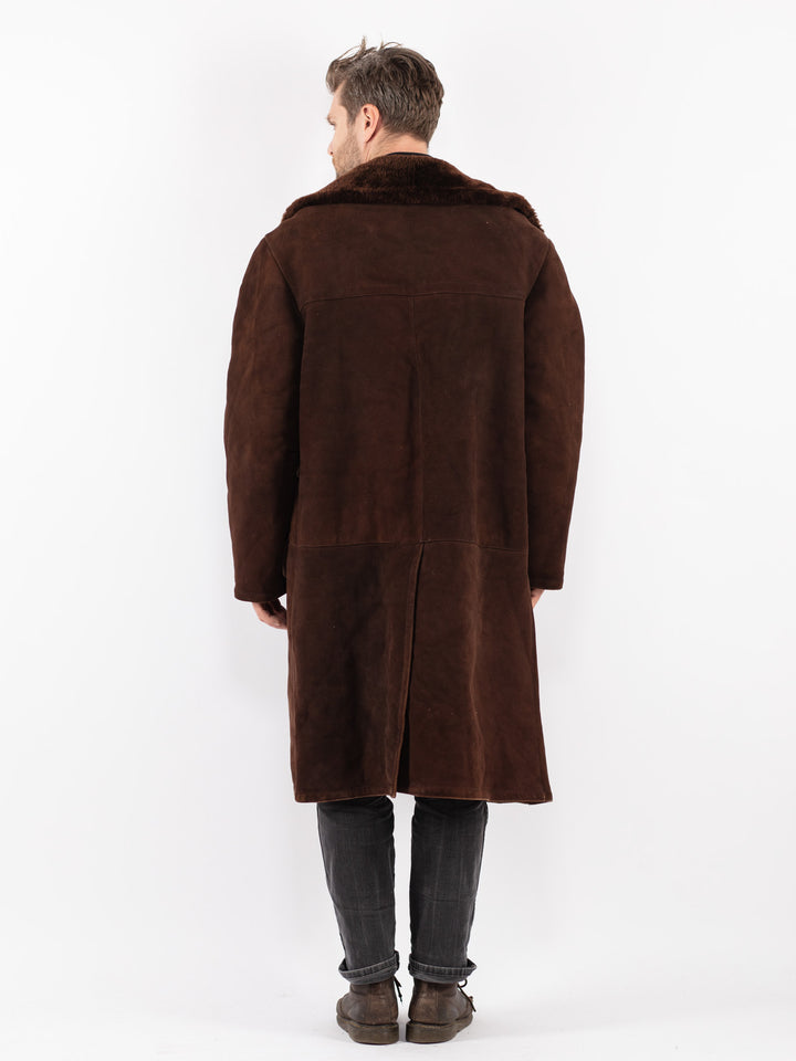 Vintage 70's Men Sheepskin Shearling in Brown