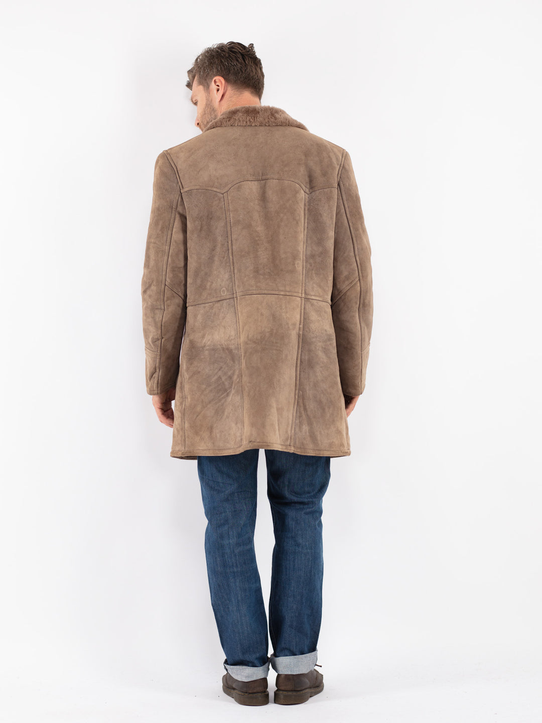 Vintage 70's Men Sheepskin Coat in Beige - NorthernGrip