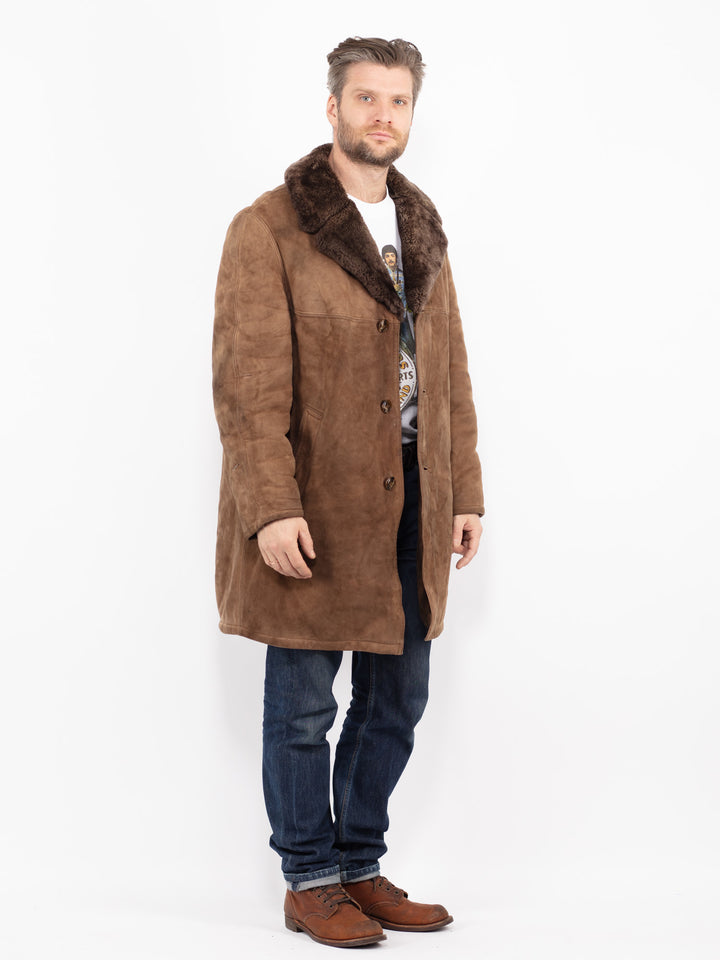 Vintage 70's Men Sheepskin Coat in Brown