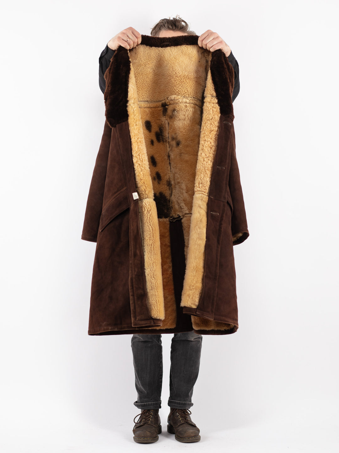 Vintage 70's Men Sheepskin Shearling in Brown