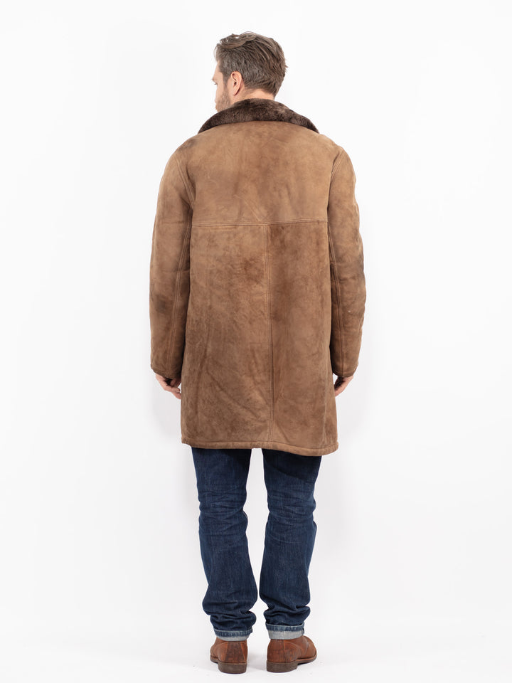 Vintage 70's Men Sheepskin Coat in Brown