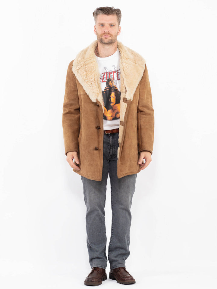 Vintage 70's Men Sheepskin Coat in BrownZ2112