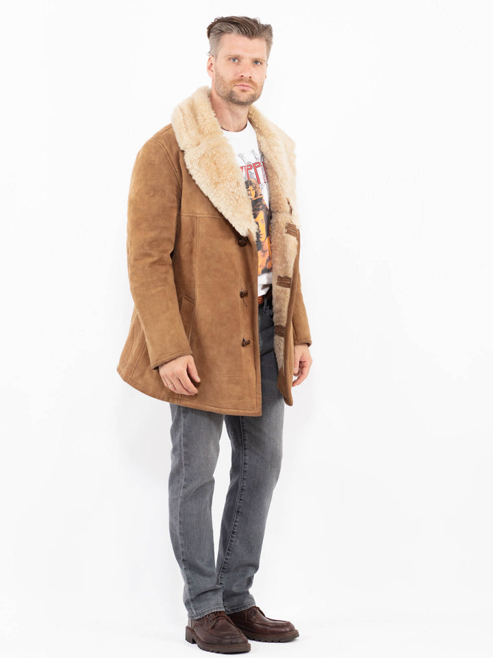 Vintage 70's Men Sheepskin Coat in BrownZ2112