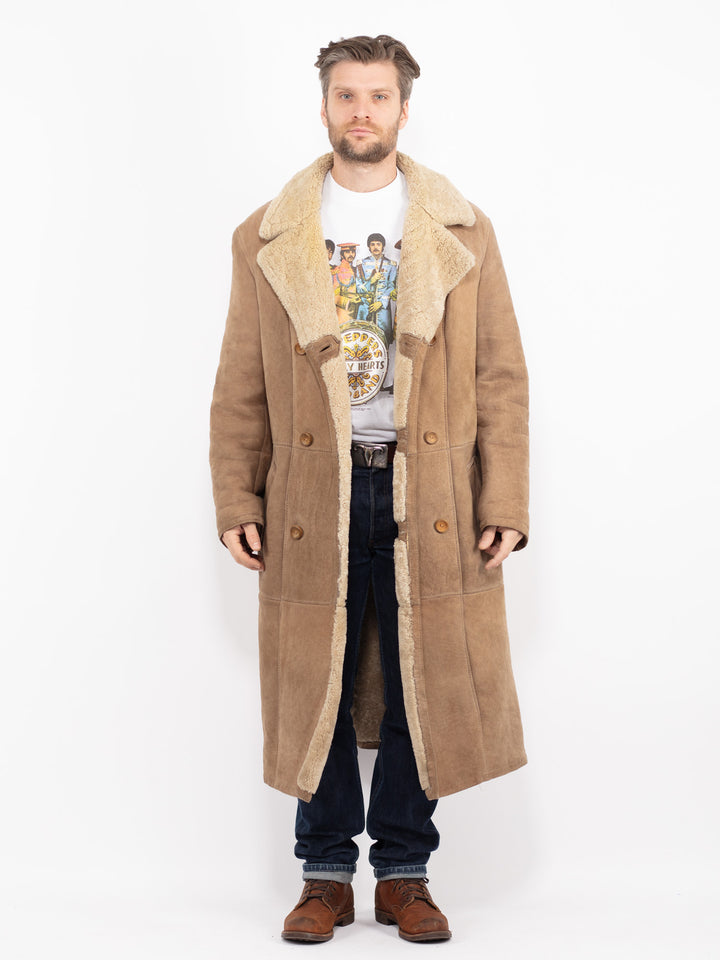 Vintage 70's Men Sheepskin Coat in BeigeZ2719