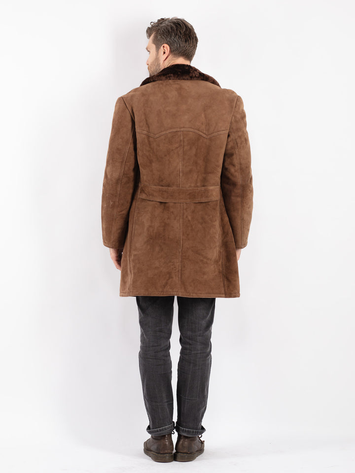 Vintage 70's Men Sheepskin Coat in Brown