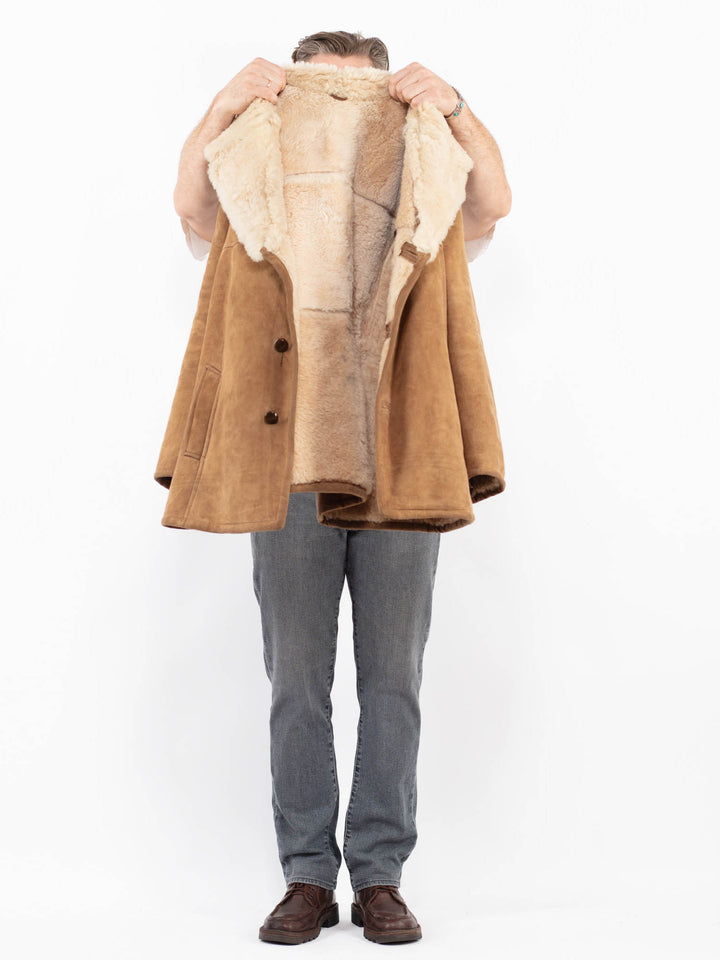 Vintage 70's Men Sheepskin Coat in BrownZ2112