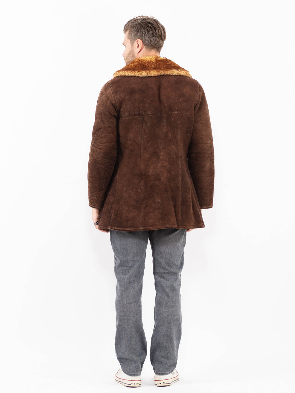 Vintage 70's Men Sheepskin Coat in BrownZ1988