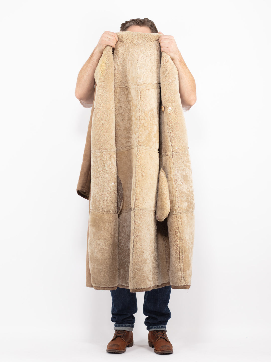 Vintage 70's Men Sheepskin Coat in BeigeZ2719