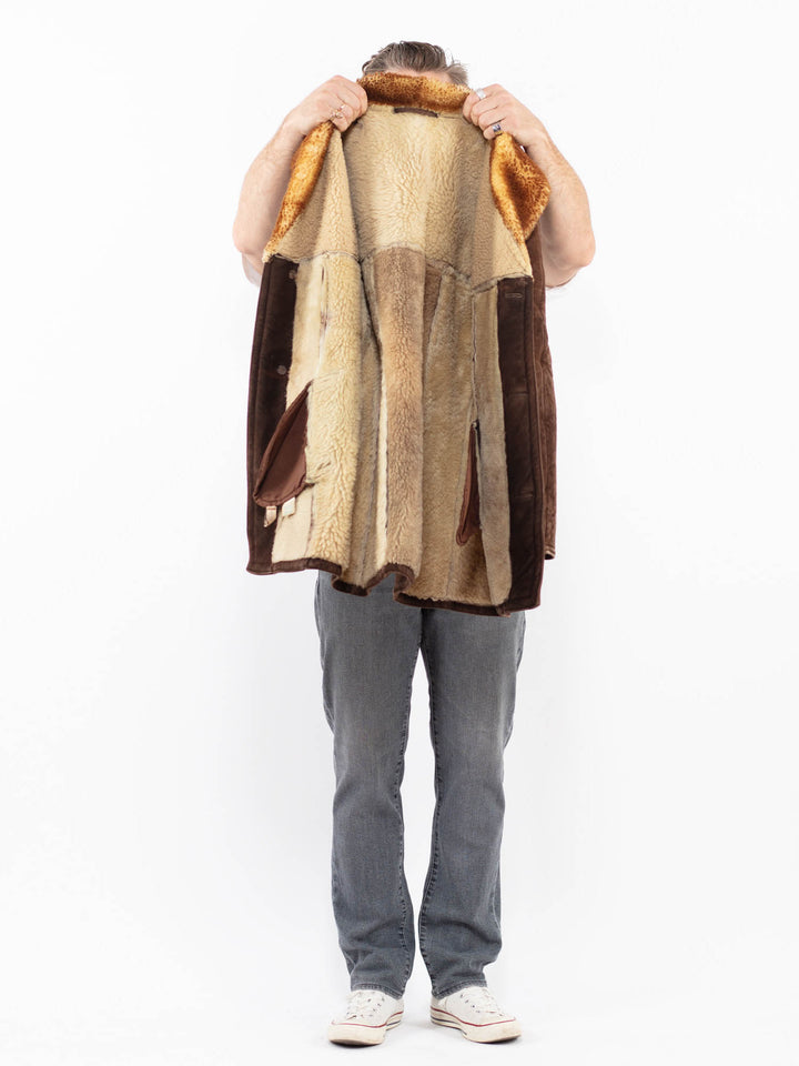 Vintage 70's Men Sheepskin Coat in BrownZ1988