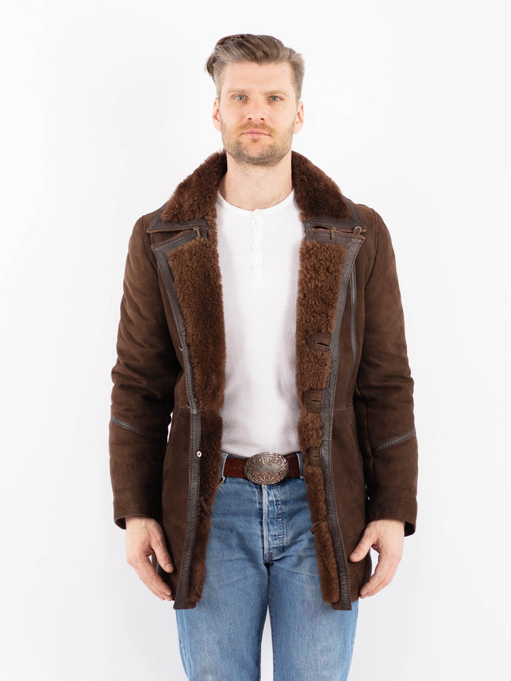 Vintage 70's Men Sheepskin Coat in BrownZ1439