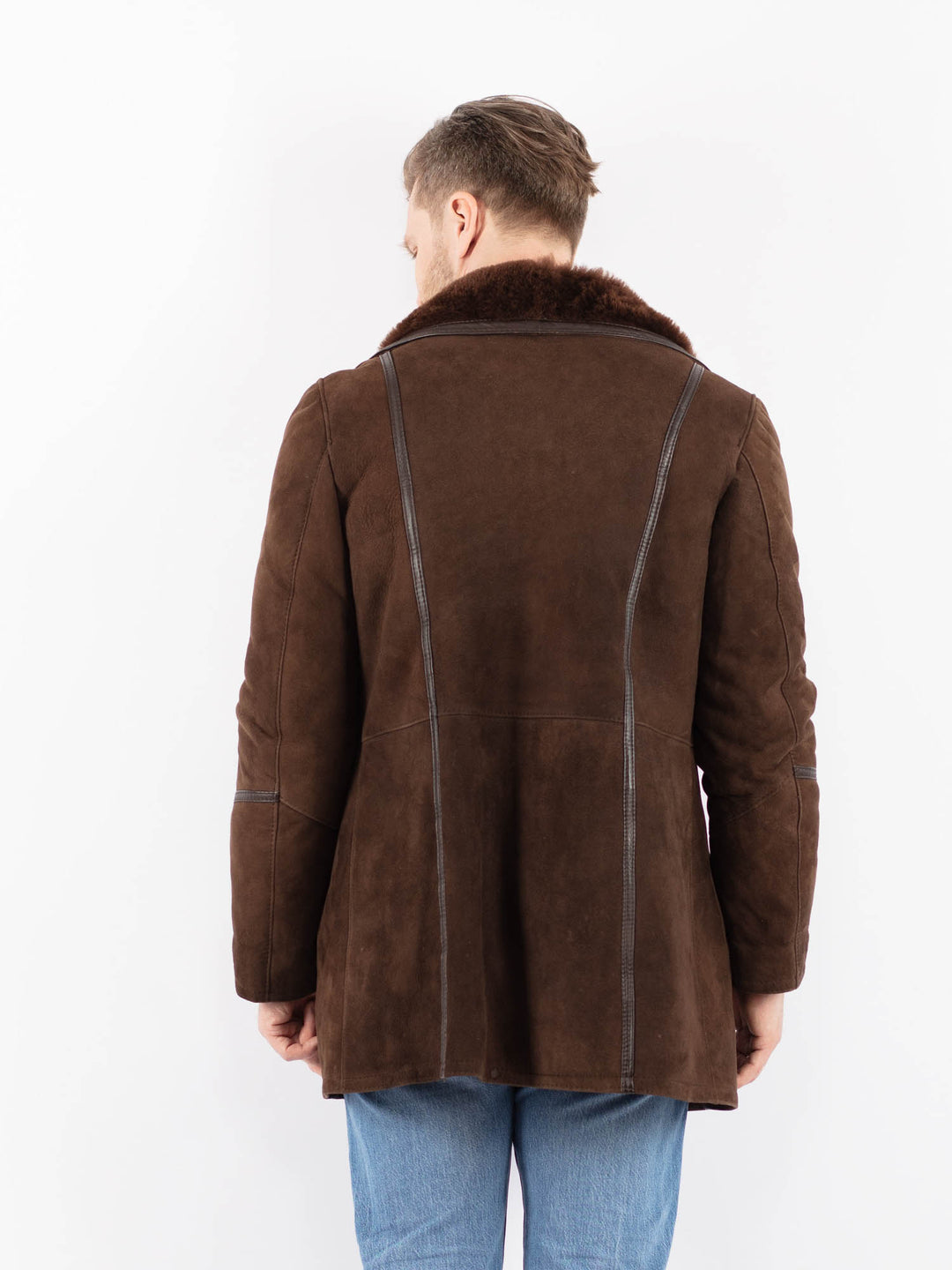 Vintage 70's Men Sheepskin Coat in BrownZ1439