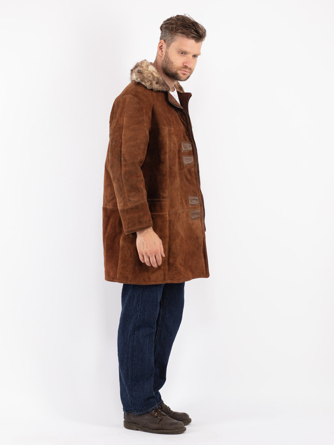 Vintage 70's Men Sheepskin Coat in Brown