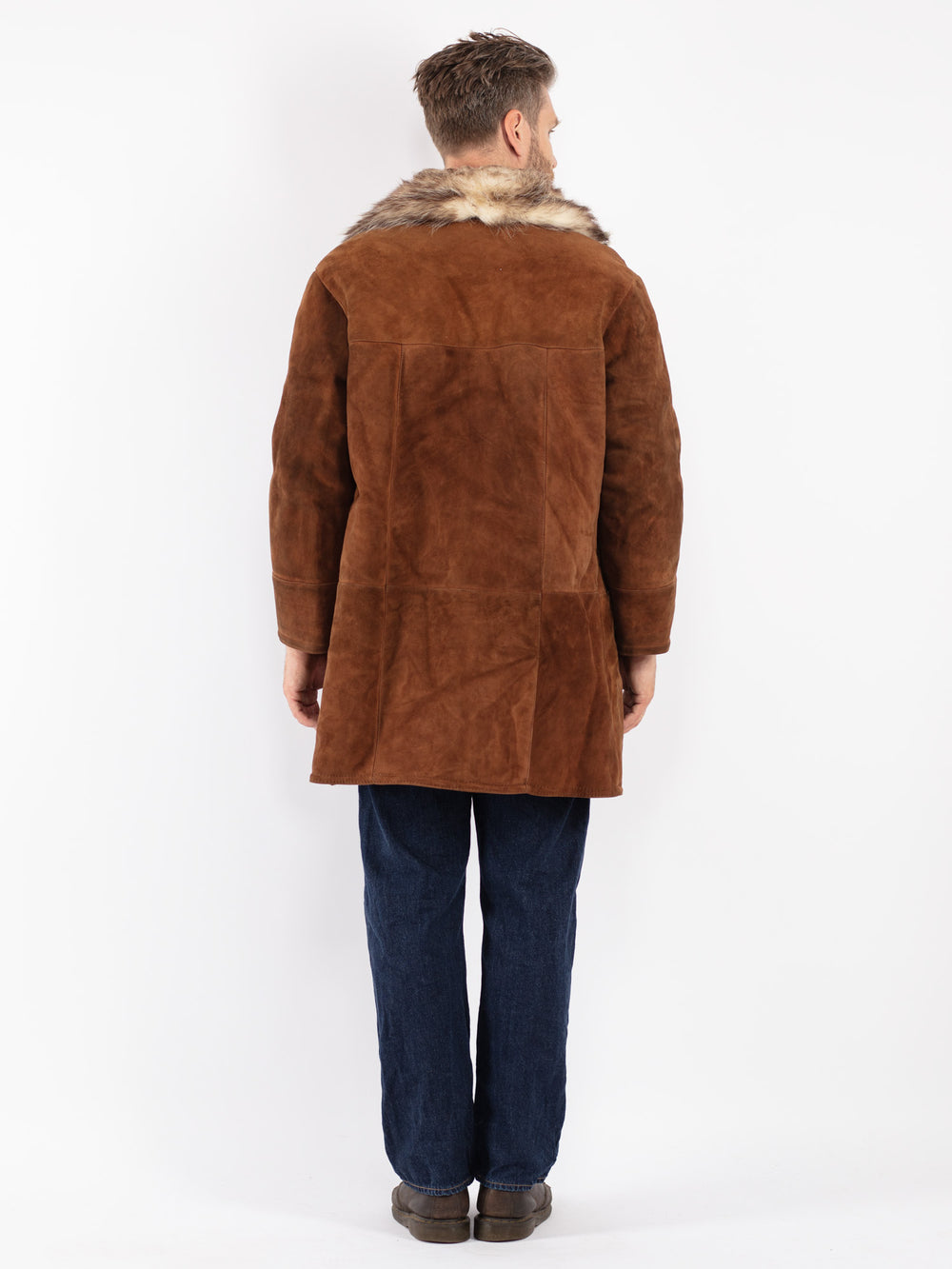 Vintage 70's Men Sheepskin Coat in Brown