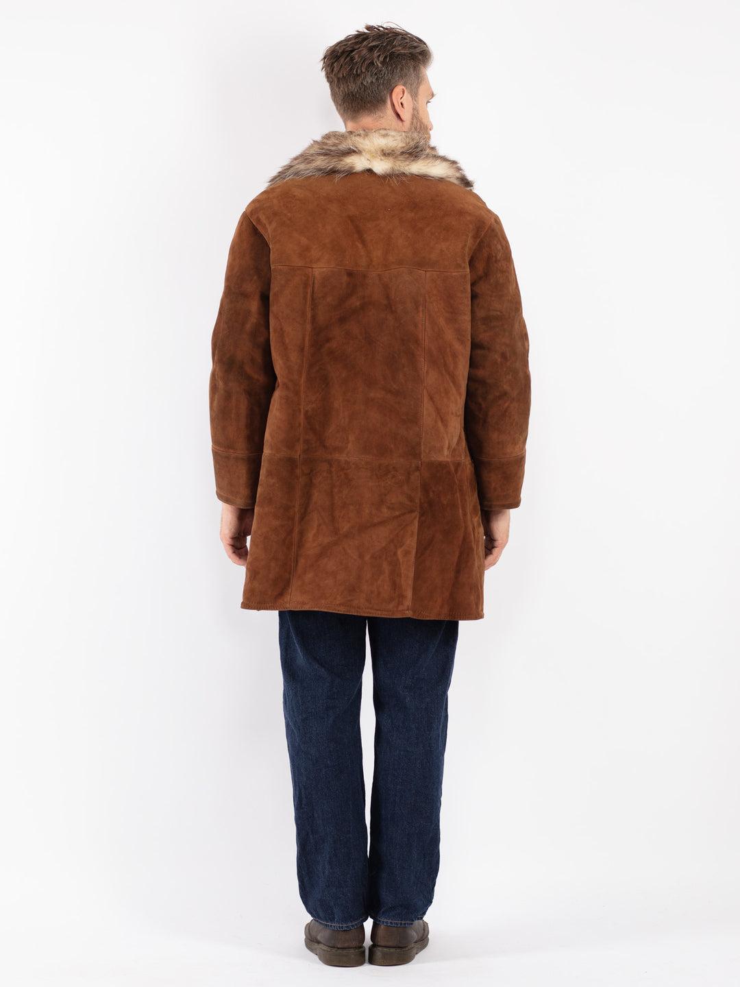 Vintage 70's Men Sheepskin Coat in Brown