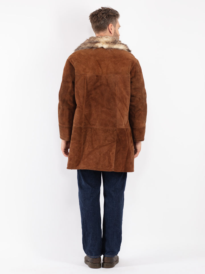 Vintage 70's Men Sheepskin Coat in Brown