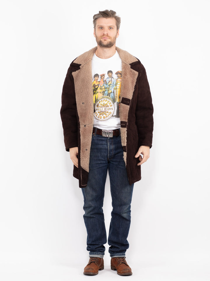 Vintage 70's Men Sheepskin Coat in BrownZ2722