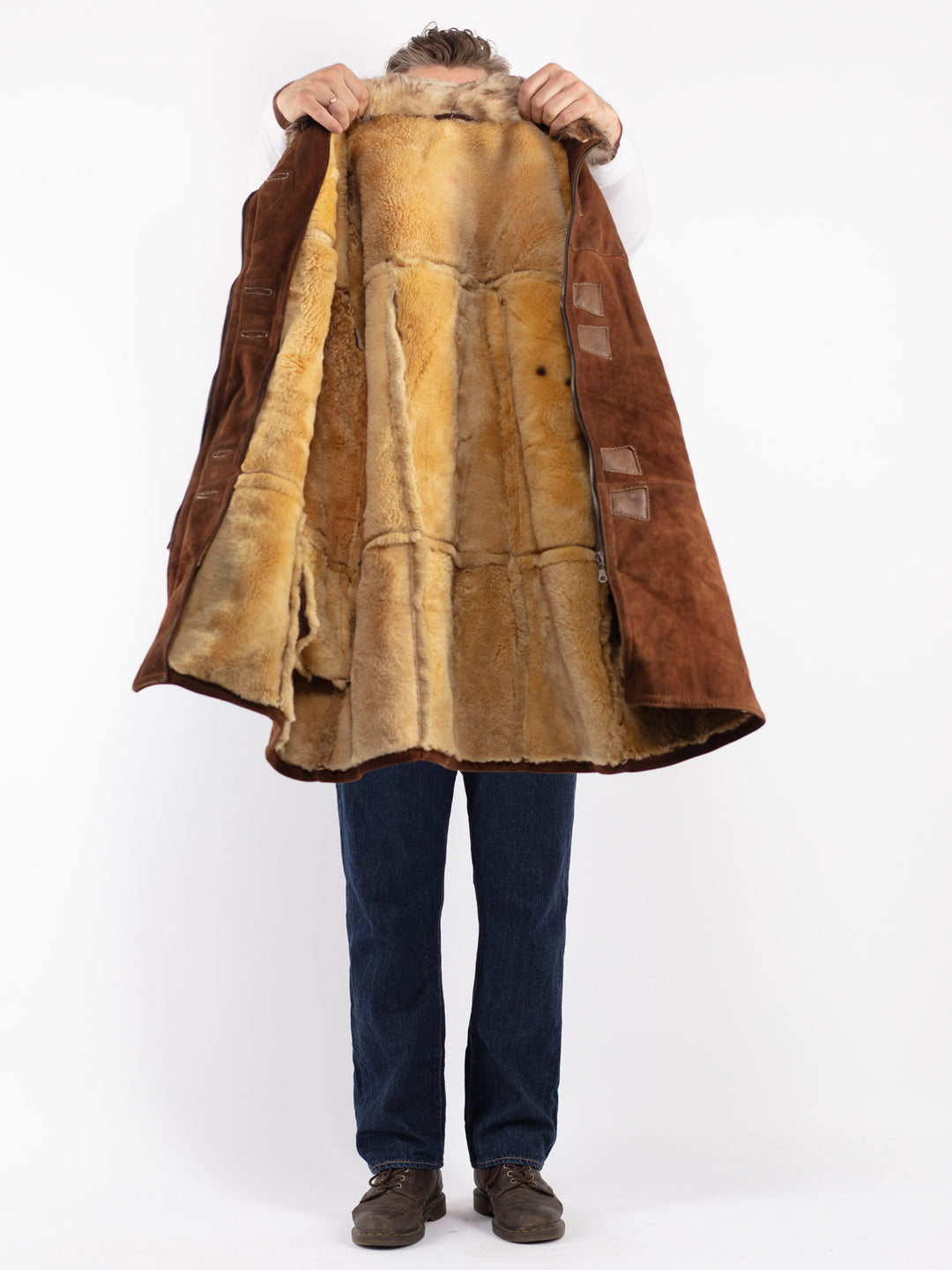 Vintage 70's Men Sheepskin Coat in Brown