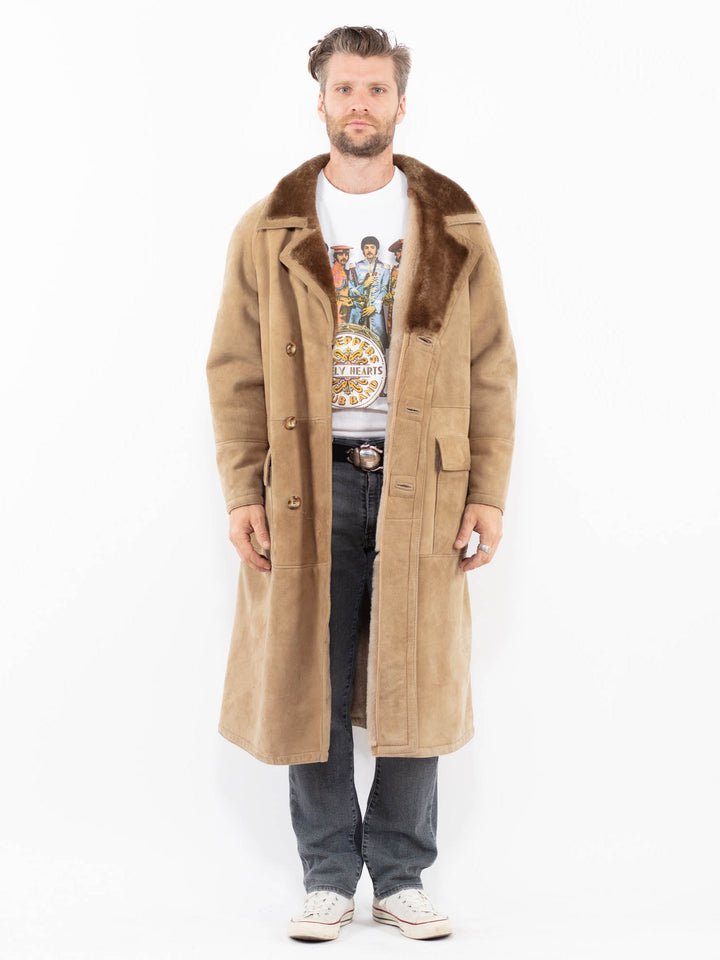 Vintage 70's Men Sheepskin Coat in BeigeZ1991