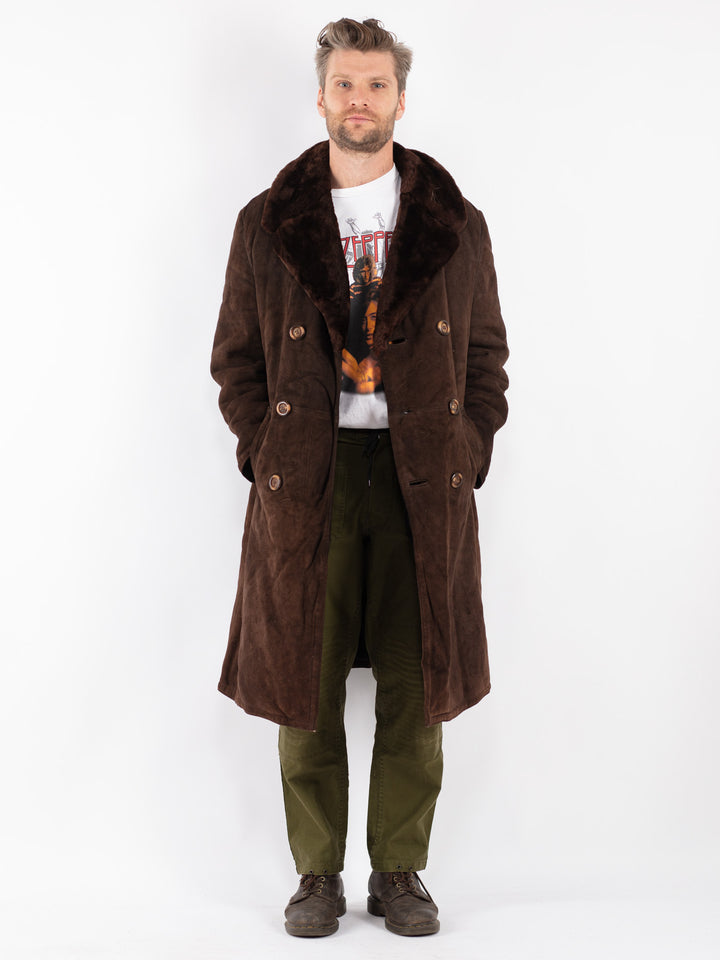 Vintage Men Sheepskin Coat in Brown