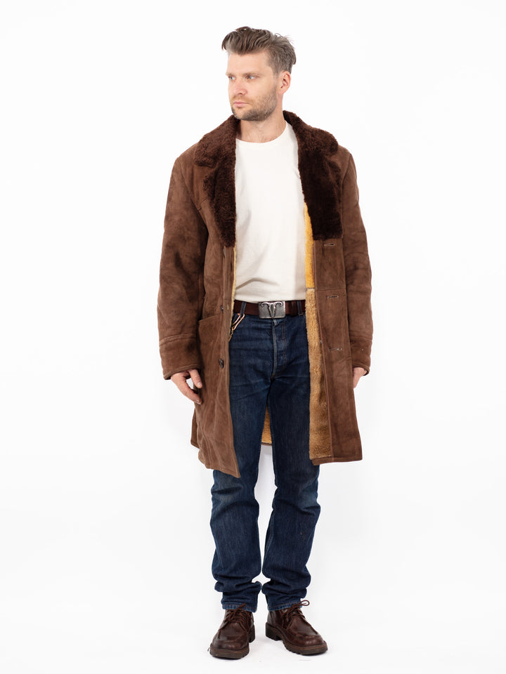 Vintage 70's Men Sheepskin Coat in Brown