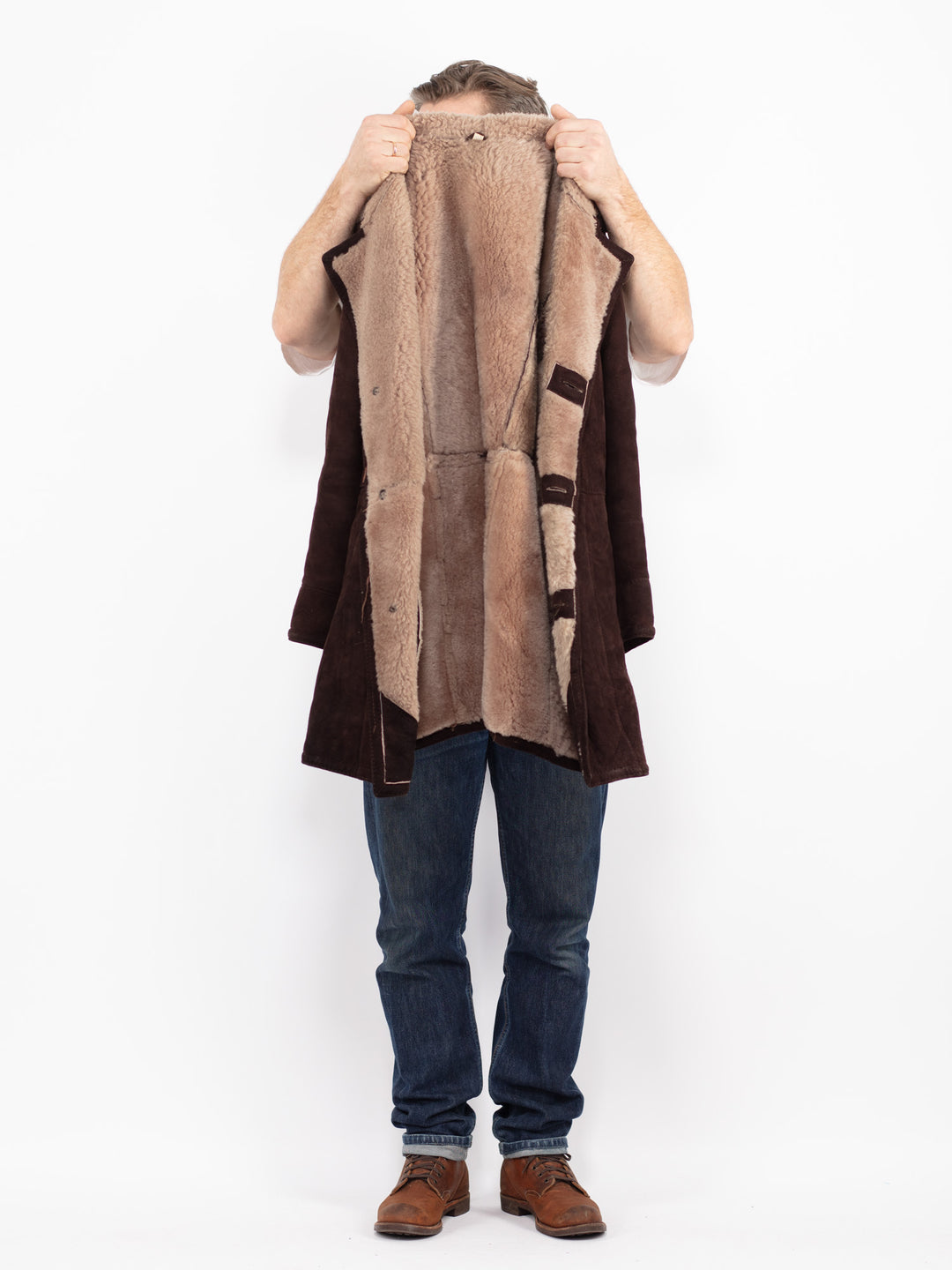 Vintage 70's Men Sheepskin Coat in BrownZ2722